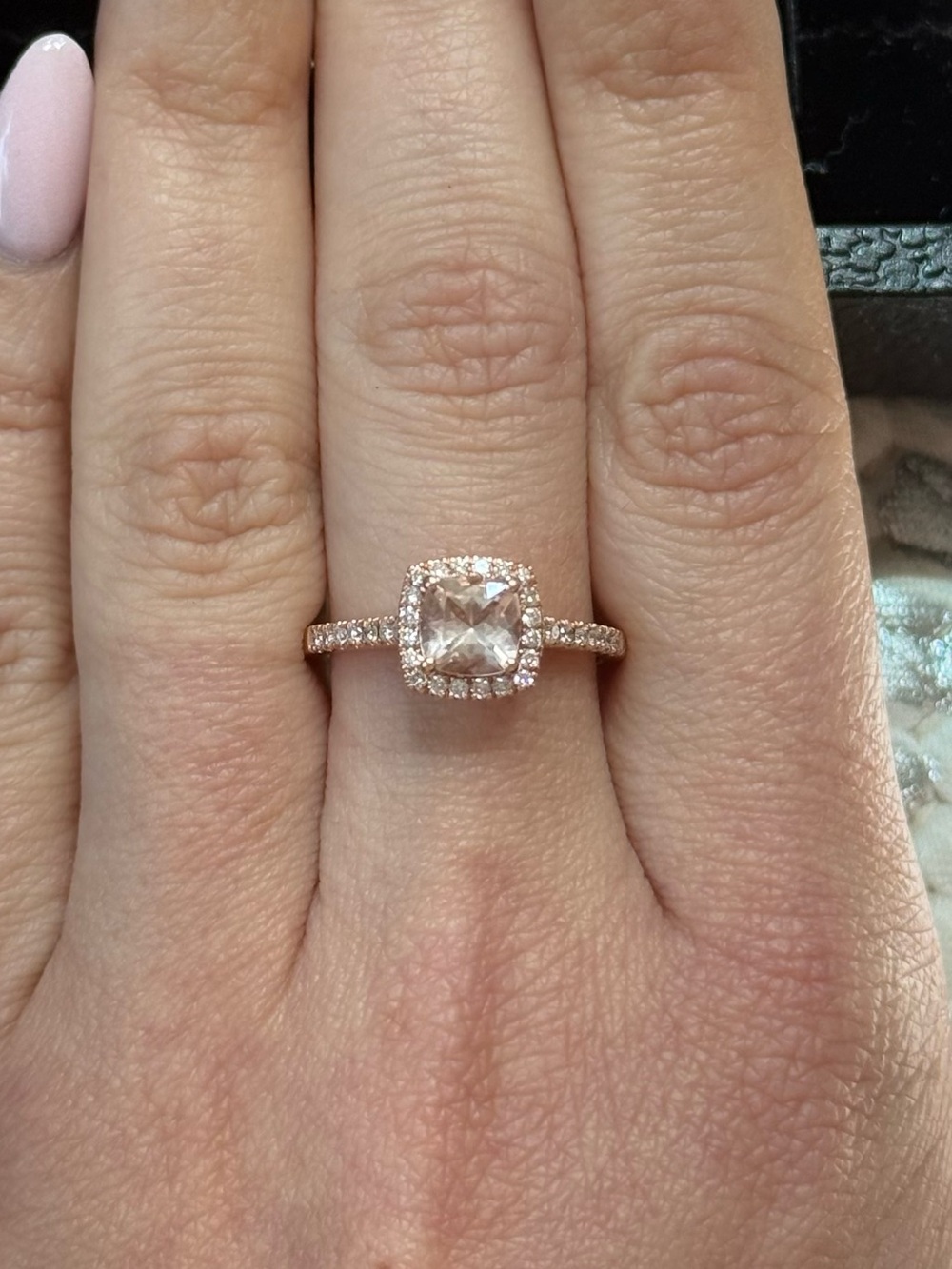 Vintage Rose Gold Morganite and Diamond Ring